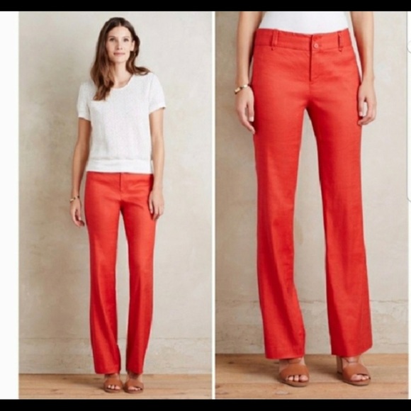 Anthropologie Pants - Anthropologie Red Benton Linen Trousers Pants